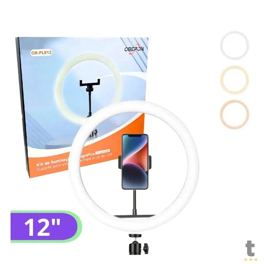 Anel De Luz Ring Light 12 Pols C/ Suporte para Celular Oberon - OR-PL812 Truedata
